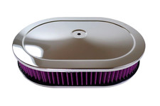 12 Oval Air Cleaner Set Chrome Top Red Washable Hot Rod Chevy Ford 12 X 2