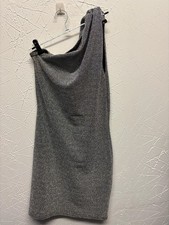 PrettyLittleThing Silver Metallic One Shoulder Bodycon Dress – Size 8