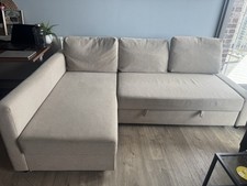 Sofa Bed3 Seats Beige Color Fabric with Storage