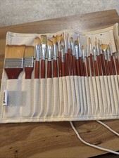 All Coverage Brush Set of 24 Pieces Wooden Handles Brushes with Canvas Case