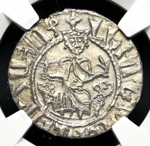 CRUSADERS, Cilician Armenia. Levon I. 1198-1219. Silver Tram. NGC AU Details