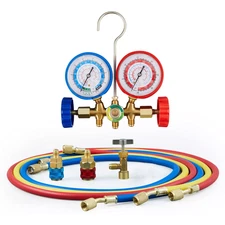 AC Manifold Gauge Set A/C Refrigeration 3 Way Hose Fit For R502 R134a R12 R22