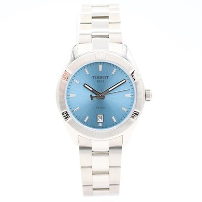 36mm Tissot Light Blue PR100 Sport Chic Quartz Swiss SS T1019101135100