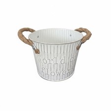 Vintage Metal Flower Container Multipurpose Farmhouse Design Decorative Pot