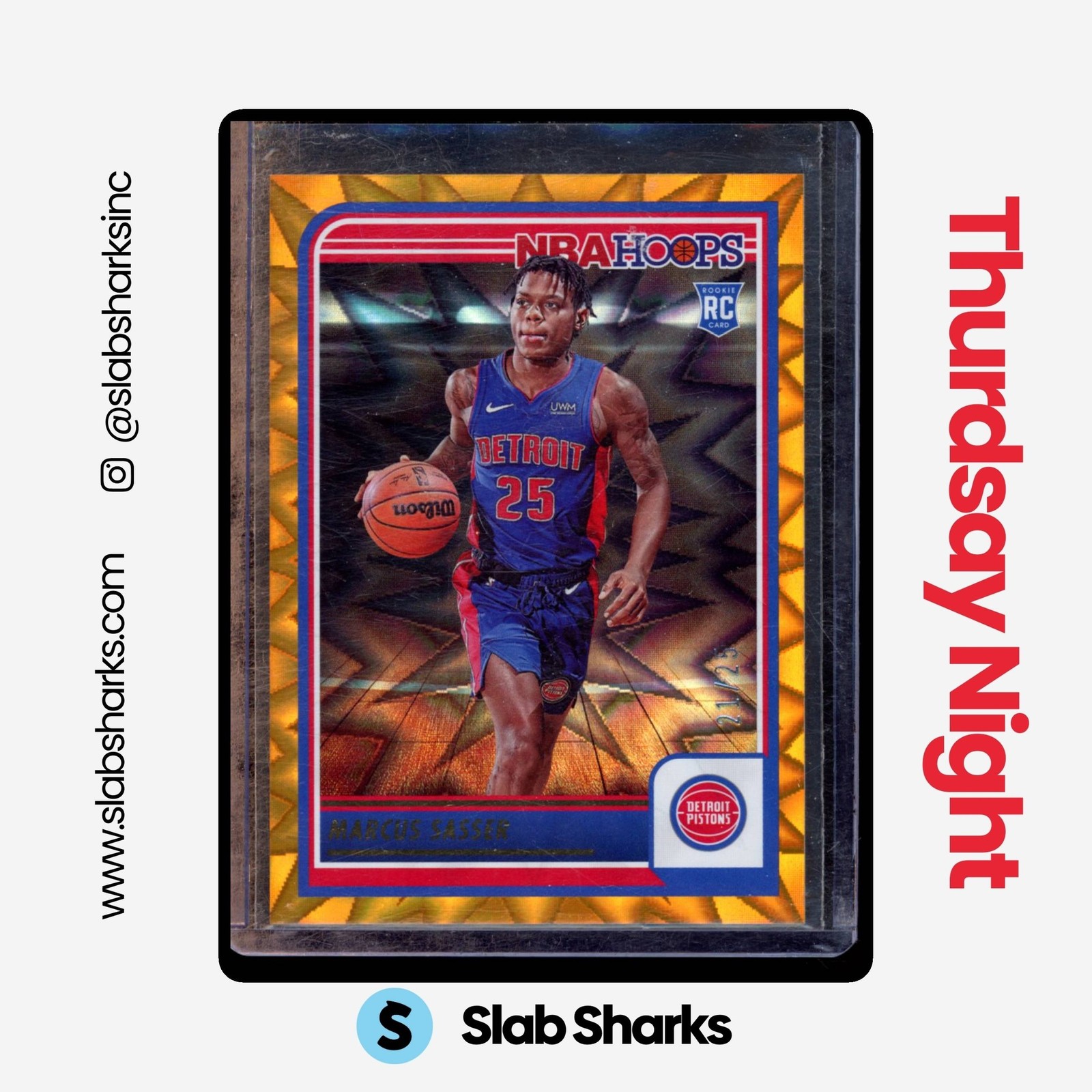 2023 PANINI HOOPS #260 MARCUS SASSER ORANGE EXPLOSION RC ROOKIE /25