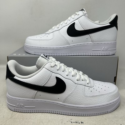 Nike Air Force 1 Low '07 White Black Pebbled Leather Mens 10.5 No Lid CT2302-100