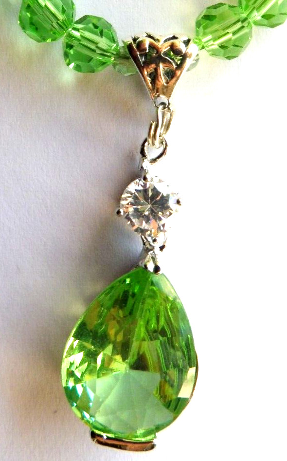 Collier de perles tsavorite authentique 46cm et fermoir argent massif