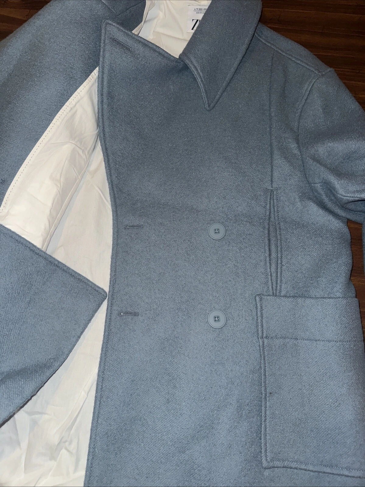 ZARA MEN Rare Sold Out Bloggers Double Coat 9621/304 MEDIUM M $350 - product detail image 7