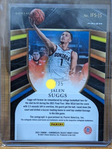 2021 Panini Select In Flight Jalen Suggs Gonzaga Bulldogs RC Auto /25 #IFS-JS - Picture 16 of 24