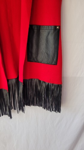 Vintage Sz M Red Long Vest Fringe - Picture 5 of 14