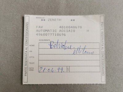 Zenith Vintage Garantie für Elite 670 Automatik mm 36 Ref. 01.0040.670 Baujahr 1999
