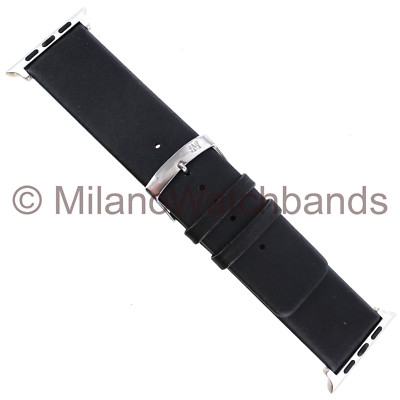 42mm Milano Black Genuine Leather SquareTip Band Spring Bar