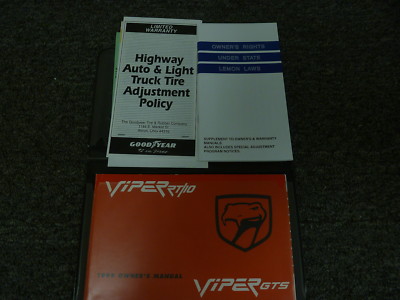 1999 Dodge Viper Coupe Convertible Owner Manual User Guide Rt 10