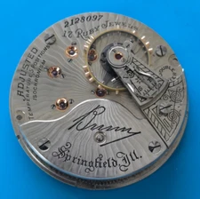 VINTAGE 18 SIZE ILLINOIS 17 JEWEL BUNN SPECIAL MODEL 6 POCKET WATCH PARTS