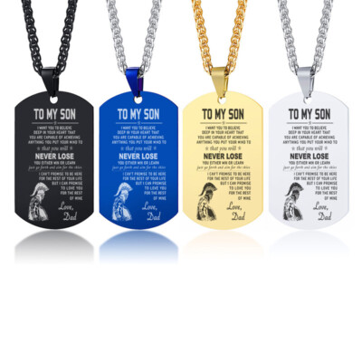To My Son Stainless Steel Dog Tag Pendant Necklace – Mom To Son Gift – Multi-Color
