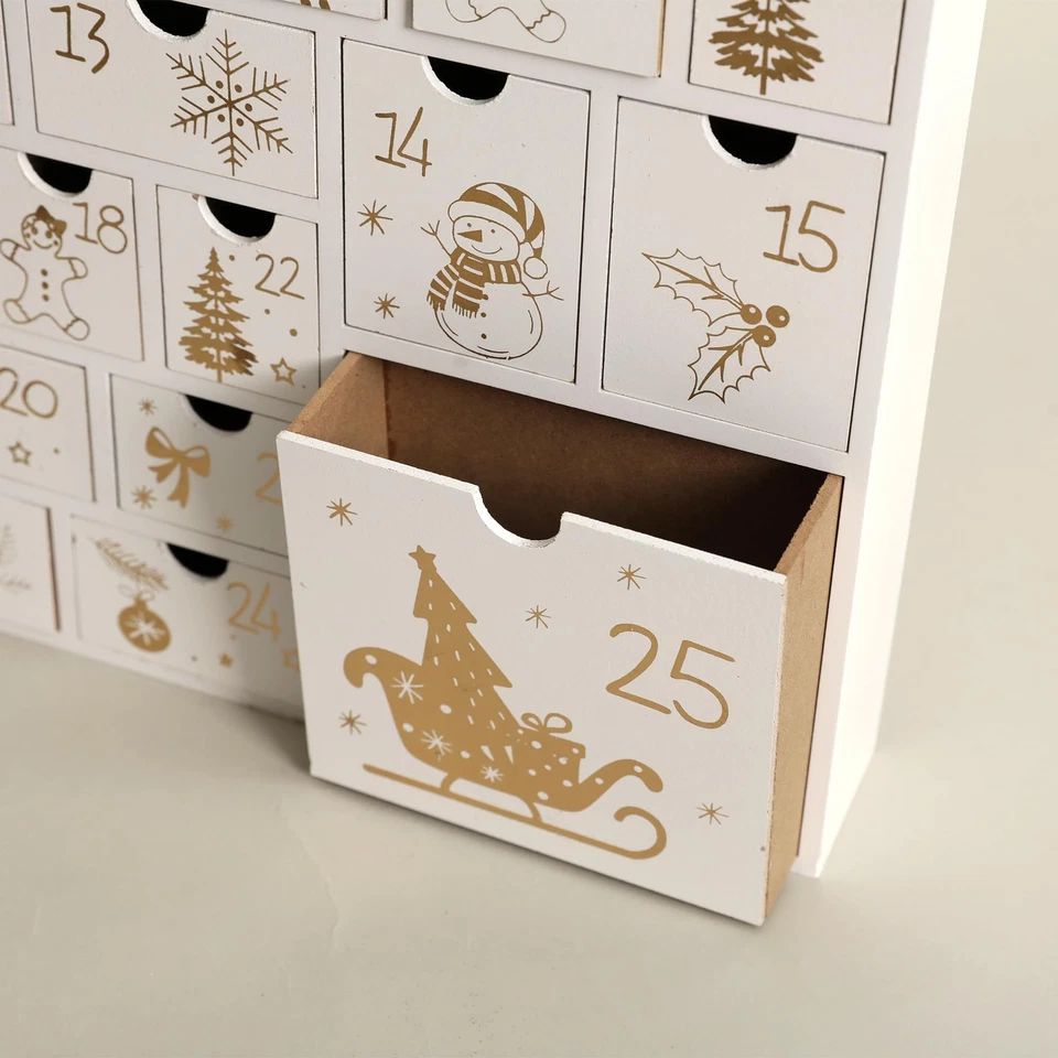 Christmas Wooden Advent Calendar With 25 Large Drawers Countdown To Christmas De Foto 4 de 4