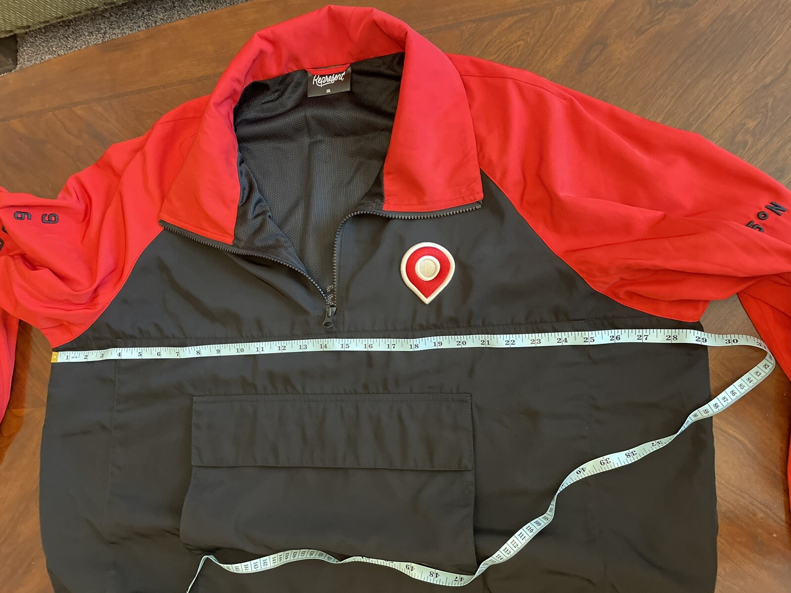 Men’s Pullover Jacket Red Black Windbreaker 1/4 Z… - image 14