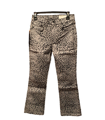 Rag & Bone Hana Grey Cheetah Velvet High Rise Bootcut Cropped Jeans NWT Size 24