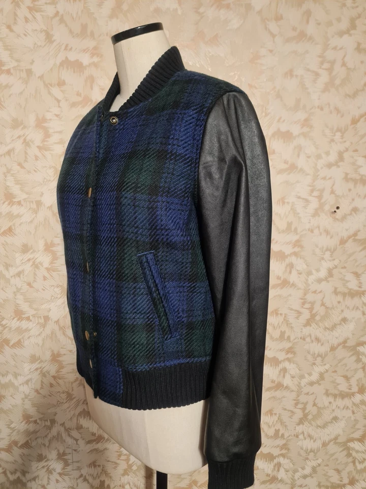 J.Crew of USA unisex jacket. knitted with faux leather sleeves. size M. - Image 2 of 4