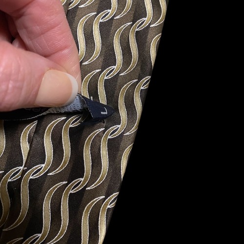 laurant benon Paris Men’s tie black taupe 100% silk - Picture 5 of 5