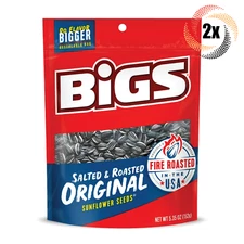 2x Bigs Original Salted & Roasted Sunflower Seed Bags 5.35oz Do Flavor Bigger!