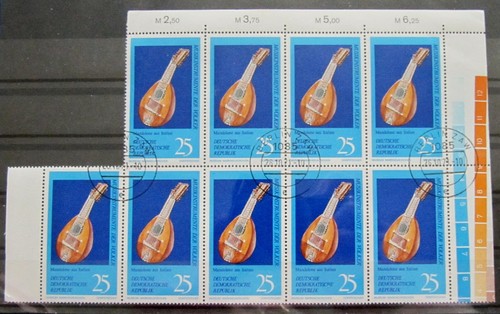 DDR 1971 9 Stück Bogenteil mit Rand Musikinstrumente Mi. 1711 Postfrisch