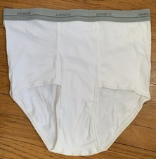 Vintage HANES Briefs Underwear Mens Size 40 Lot of 3 White w/Gray Brand NOS