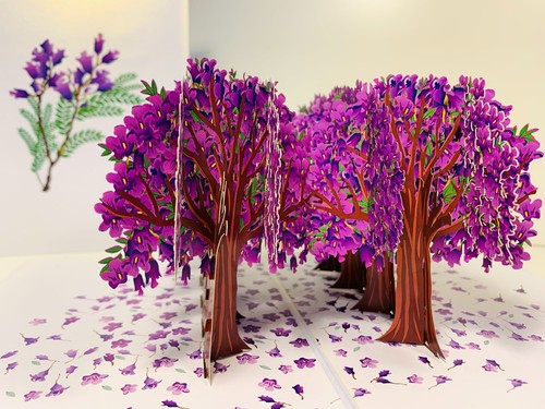 Origami Pop Cards Jacaranda Tree Forrest Pop Up Greeting Card Happy Mother's Day - Picture 3 of 19