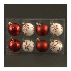 Albero Di Natale Diametro 60.Palline Natale Rosse Scatola 8 Sfere Diametro 60 Mm Amicasa Rosso Bianco 121 Ebay
