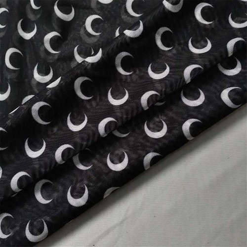 Stretch Fabric Black Lace Print Moon Allover 63" Wide Fabric Sold By the Yard - Picture 10 of 14