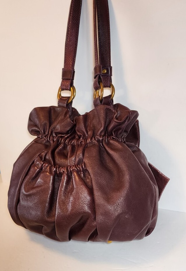 LOCKHART CORDOVAN LUXE SERPENTINE MARCELLA SHOULDER BAG,HANDBAG,HOBO,BIG BOW$675 image 7