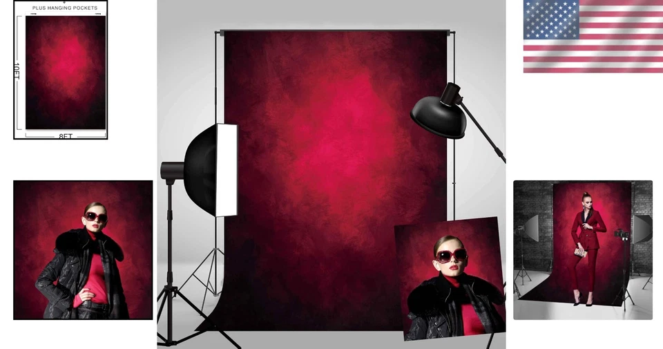 Wrinkle-Resistant Red Backdrop 8X10ft - Perfect for Professional Photography - Image 2 of 4
