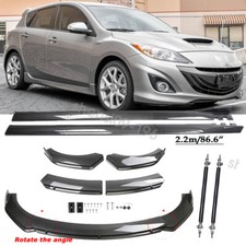 Carbon Style Front Bumper Lip Side Skirt Strut Rods For Mazda 3 6 Extensions