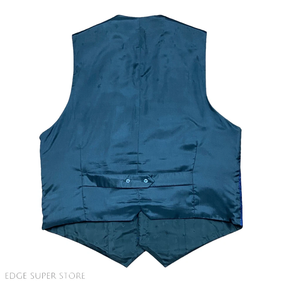 Carrot & Gibbs Blue Button Up Suit Tuxedo Wedding Prom Formal Vest Size Medium - Image 3 of 4