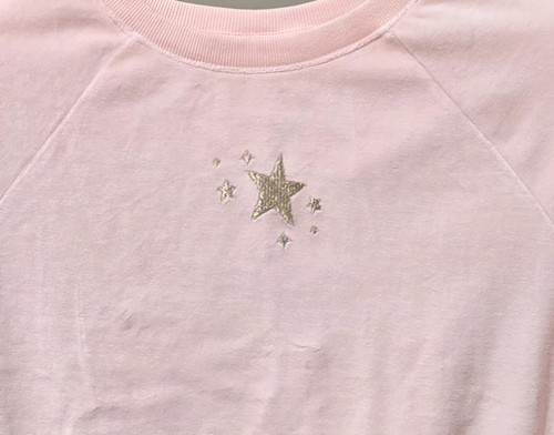 Cat & Jack Girls' Medium 8 Light Pink Velour Sweatshirt w/ Gold Star Embroidery - Picture 2 of 6