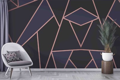 3D Dark Blue Geometric Polygon Wallpaper Wall Mural Peel and Stick Wallpaper 144