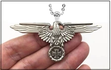 SILVER EAGLE Necklace - imperial aquila iron cross pendant - 2 1/4" wingspan