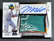 2023 Leaf Trinity AWESOME !! WORN PATCH ROOKIE AUTO Myles Naylor 35/99