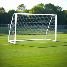 Soccer Goal 8' x 5' Portable Soccer Net for Backyard with PVC Frame & Bag White