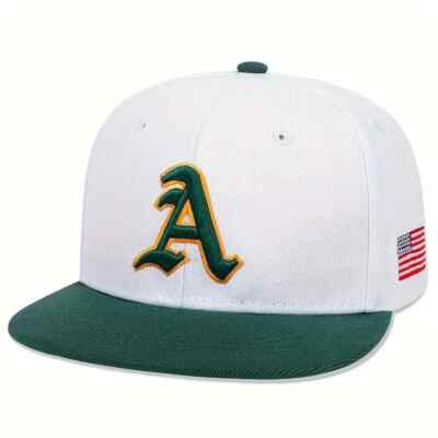 Men's Gothic ''A'' Alphabet Baseball Cap with Side American Flag Snapback Cap