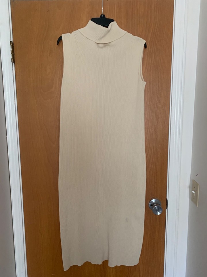 Zara Sleeveless Cream Ribbed Turtleneck Dress Size Small Women eBay