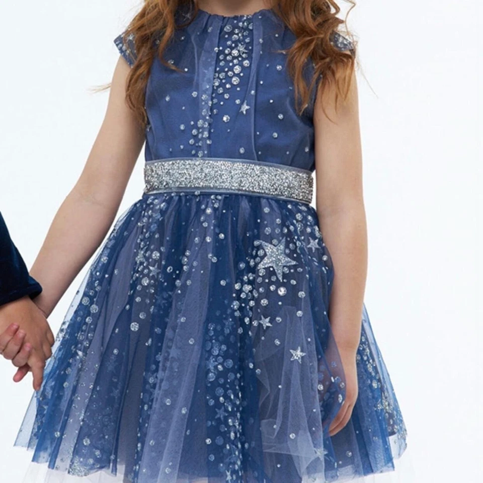 Halabaloo Sz 6 Blue/Silver Stars Dress NWT Chasing Fireflies - Image 2 of 4