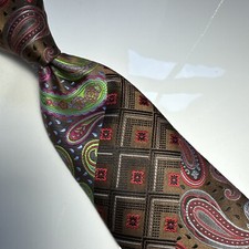 NWT IMANI UOMO MULTI COLOR PAISLEY STYLE PRINT SILK TOUCH NECK TIE  HANKY