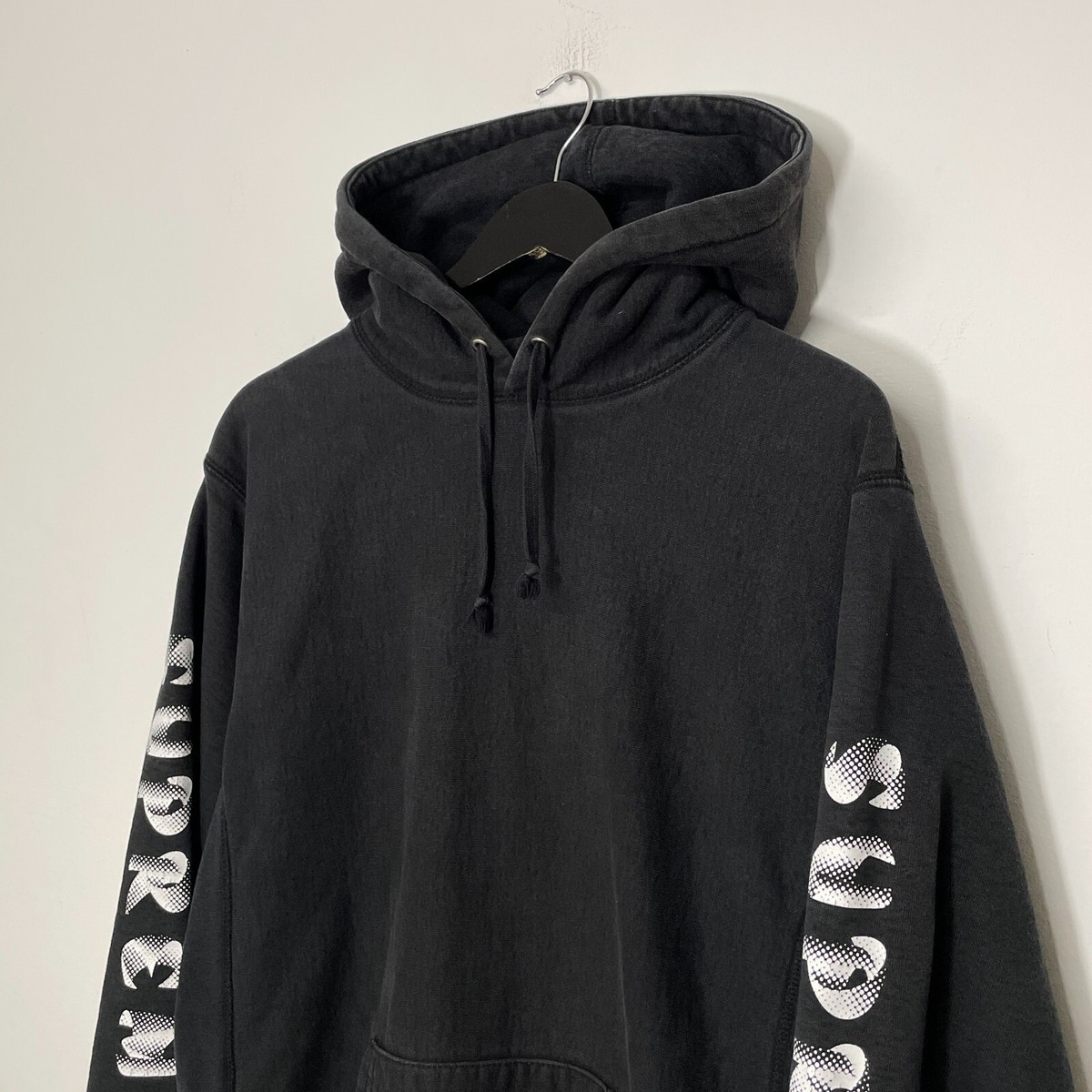 Supreme Gradient Sleeve Logo Hoodie Size L Black FW18 | eBay