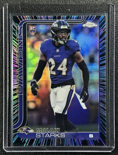 MALAKI STARKS 2025 TOPPS CHROME #347 ROOKIE NEON PULSE REFRACTOR SP RC RAVENS