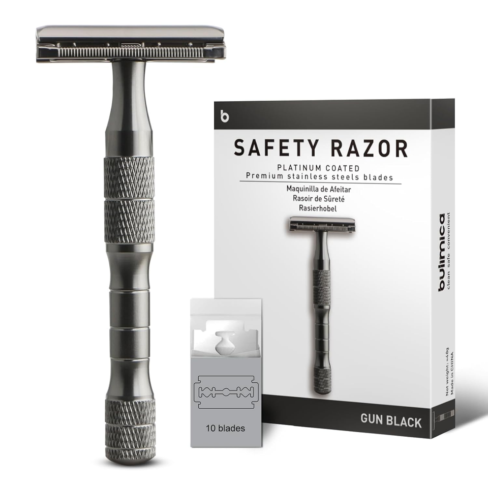 Gun Black Safety Razor, Single Blade Razors for Men, with 10 Platinum ...