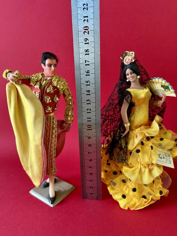 3 petites poupées espagnoles vintage Marin Chiclana Andalousie flamenco matador - Photo 2/4