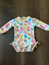 Ruffle Butts Baby Girls Rash Guard Swimsuit 6-12 Months Popsicle Prints