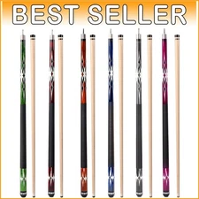 Elegant 58" Billiard Cue Set - 6 Colorful Hardwood Sticks for Home & Bar Play