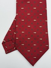 E. Marinella Napoli Red Silk Tie Animal Motif Handmade Italy Luxury Necktie